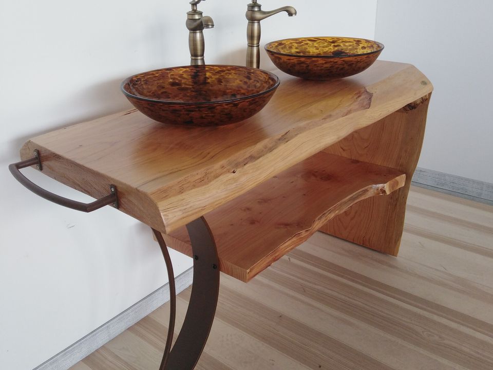 Mobile bagno stile INDUSTRIAL legno massello in abete scortecciato lav – il  baule di nonna elvira