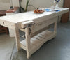 Carpenter's workbench for commercial kitchen furnishings INDUSTRIAL / SHABBY style in aged solid wood 190x70xh80 cm