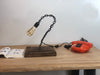 Abat jour Abasciur INDUSTRIAL style table lamp with welded chain, wooden base and Edison light 28x29xh40 cm, our production