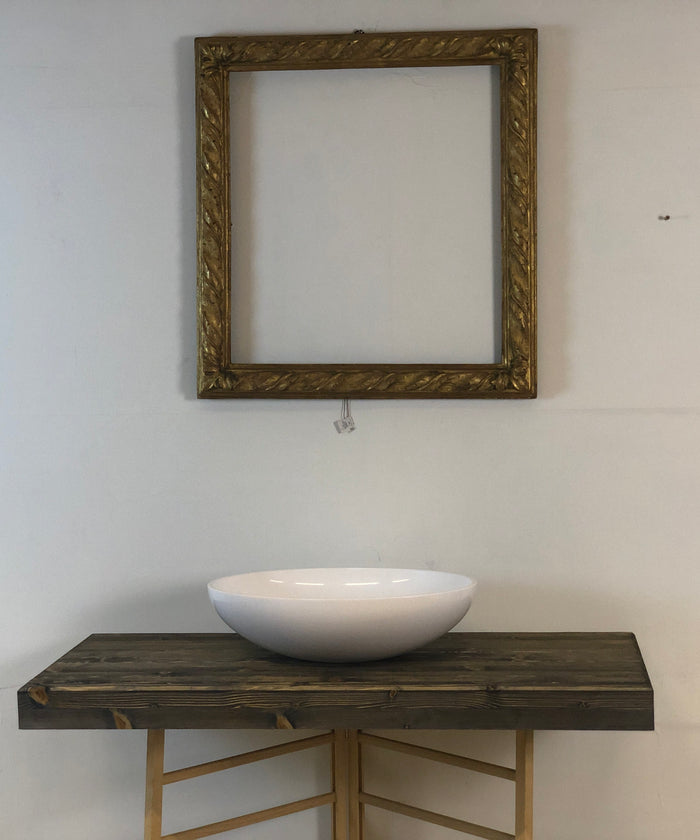 Mobile bagno di DESIGN con TOP in legno massello per lavabo da appoggio struttura in ferro INDUSTRIAL 90x50xh80 cm
