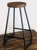 High floor STOOL Bar INDUSTRIAL style solid wood seat tubular iron frame 40x47xh69 cm