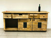 Mobile Credenza Madia stile INDUSTRIAL legno massello porte scorrevoli su rotaie180x40h80 cm
