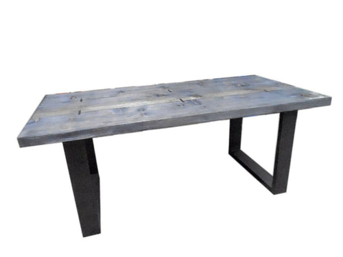 Fixed kitchen and dining table INDUSTRIAL VISSUTO style in solid wood and iron legs measures 200x100xh80 cm