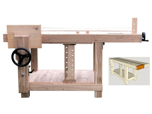 DIY PROFESSIONAL CARPENTER'S WORKBENCH ROUBO style in solid Ash wood, clamps 180x80xh85 cm