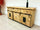Sideboard im Industriestil, Massivholz, Schiebetüren auf Schienen, 180x40x80 cm