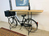 Console table Bar Pub Pub Pubs INDUSTRIAL style wooden shelf bottle holder and vintage bicycle recycling frame 175x50xh110 cm