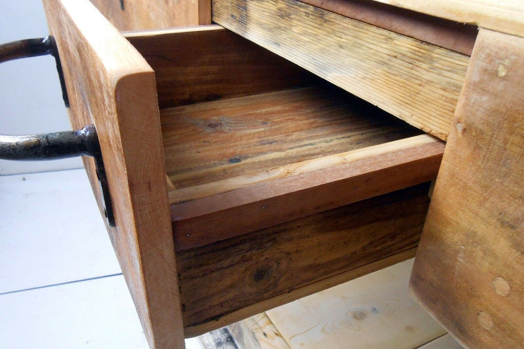 Bathroom furniture style CARPENTER'S BENCH / INDUSTRIAL solid wood for 1/2 countertop washbasins 180x70xh90 cm