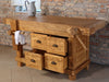 Carpenter's workbench for kitchen island furniture living room bathroom INDUSTRIAL style solid wood 4 drawers 2 vices 160x55xh85 cm