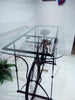 Console with glass top for Bar Pub Breweries INDUSTRIAL style iron frame stand with vintage recycled bicycle 180x80xh110 cm
