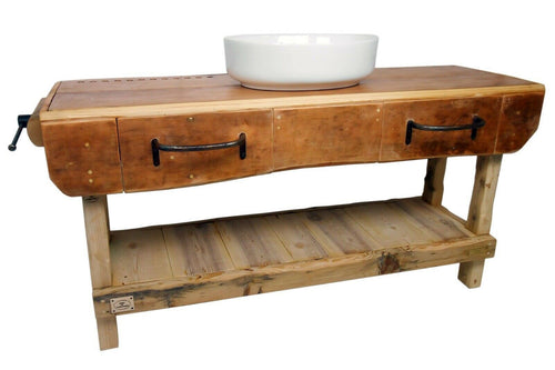 Bathroom furniture furniture style JOINER'S BENCH / INDUSTRIAL solid wood for 1/2 countertop sinks dimensions 180x70xh90 cm