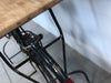 Tavolo Consolle Bar Pub Birrerie stile INDUSTRIAL ripiano legno porta bottiglie e telaio riciclo bicicletta vintage 175x50xh110 cm